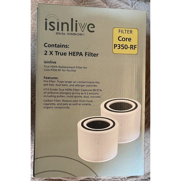 2 Pack Isinlive H13 Core P350-RF True HEPA Filter Compatible w/ LEVOIT Purifier - Picture 1 of 8